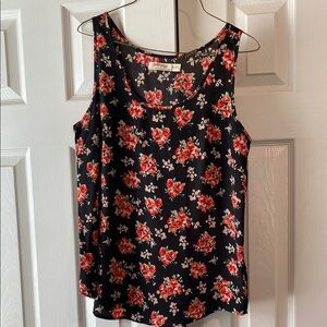 Floral Black and Red Women's Sleeveless Top